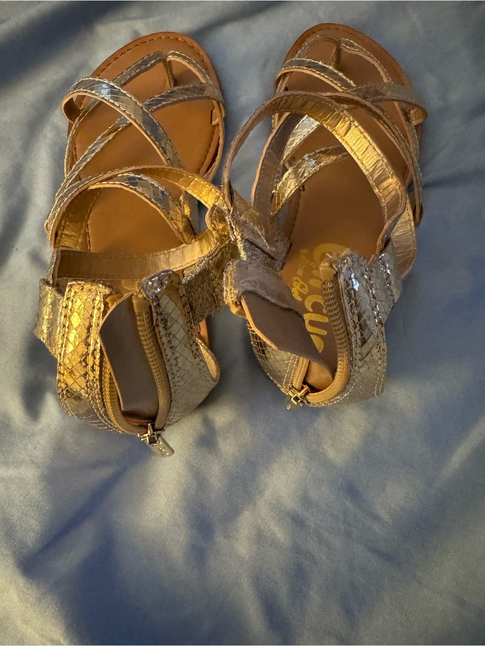 NWT Sam Edelman Gold Metallic Strappy Sandals - Picture 3 of 3